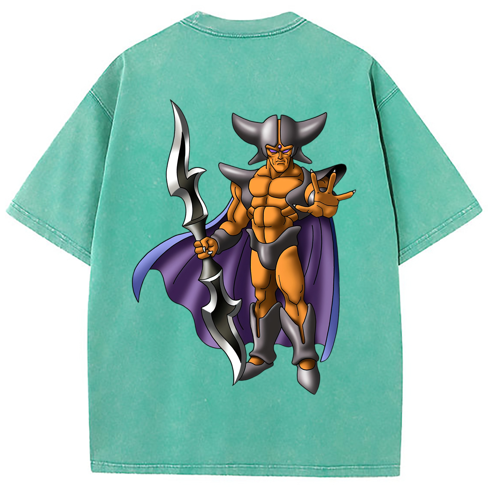 （画像用） ドラゴンクエスト Doragon Kuesuto Dragon Quest 綿100% ヴィンテージ風 半袖Tシャツ（背面プリント）